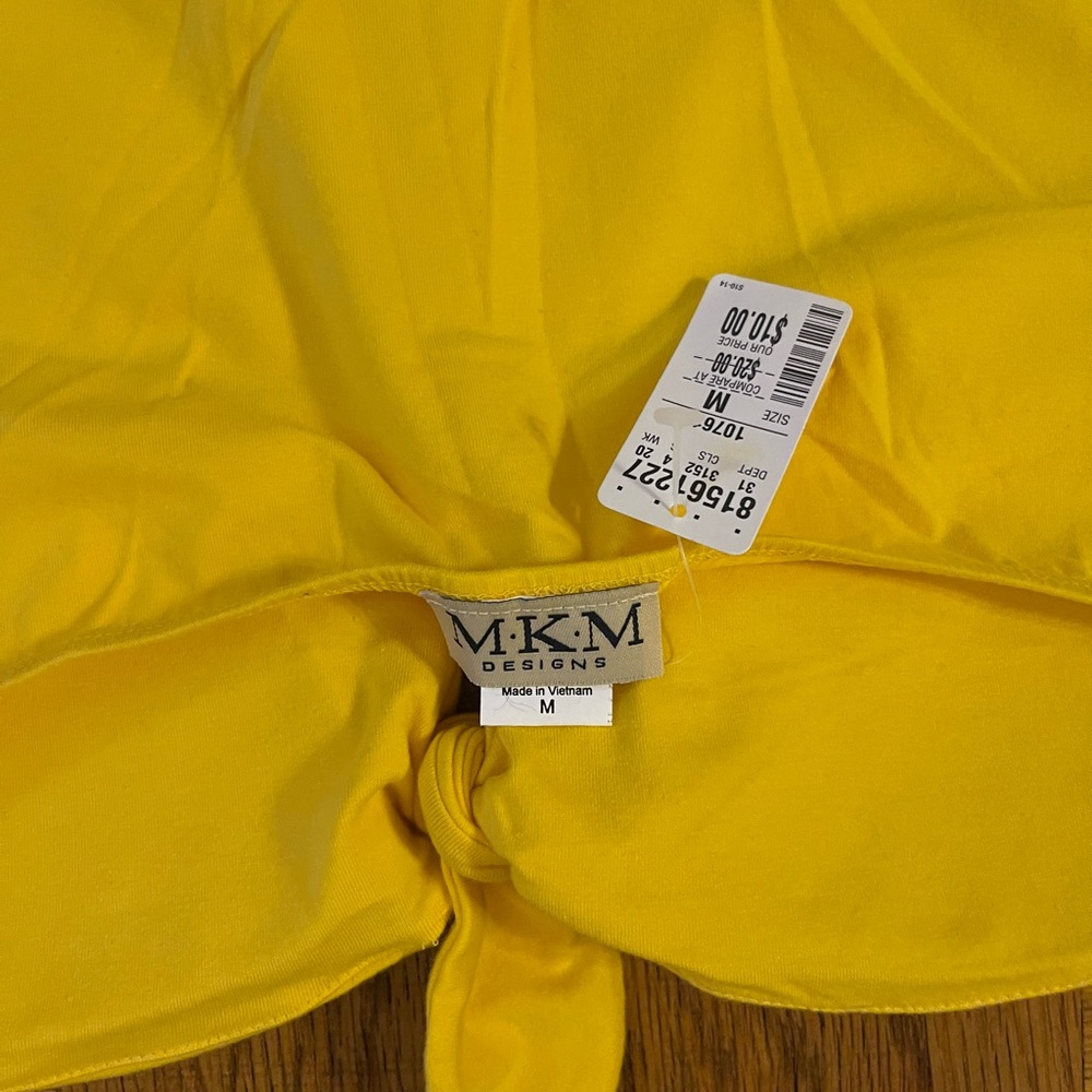 Med Tube Top w Tie Front Zebra Animal‎ Print Yellow Strapless Shirt MKM Designs - Picture 4 of 6